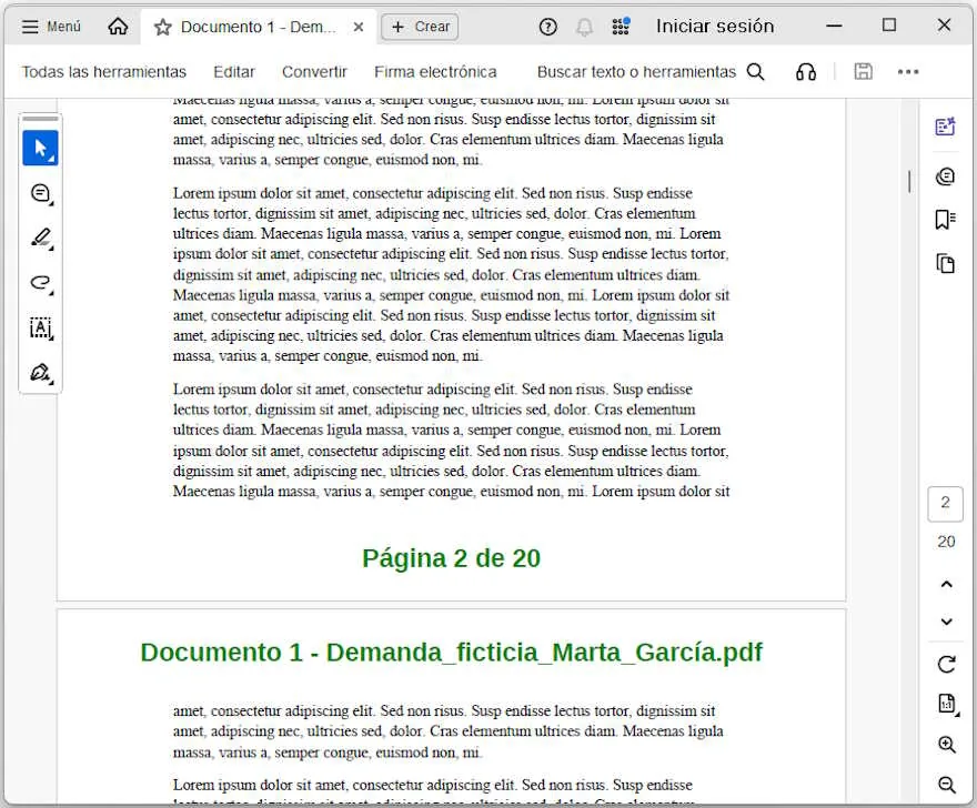 Resultado de NumeraLex: documentos PDF numerados y paginados